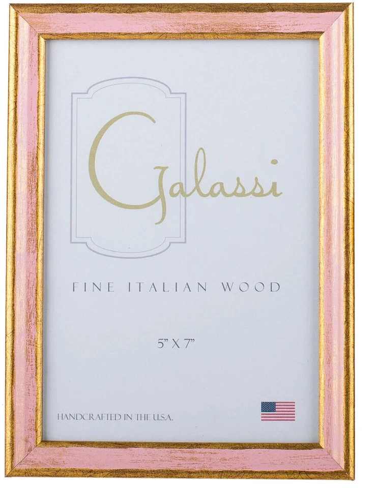 Marco tradicional rosa/dorado de madera italiana hecha a mano F. G. Galassi 14957 marco de 5"x7 Foto 1 de 1