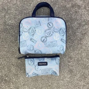 NAUTICA ST TROPEZ HANDBAG NAVY BLUE WITH MATCHING PURSE ZIP UP WASH BAG - Picture 1 of 4