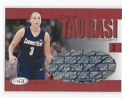2004-05 SAGE DIANA TAURASI UConn Huskies red autograph 166/400 WNBA GOAT - Image 1 of 2