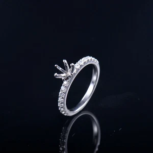 Solid 14K 5.8MM Natural Diamond White gold Semi Mount Ring Settings - Picture 1 of 7