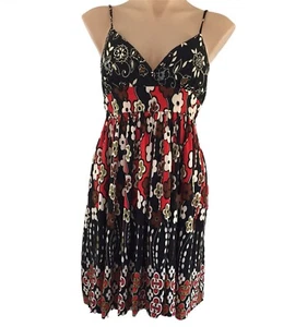 Carolina K Morgan CKM Red Black Floral Strapless Dress Size L Fit Flare - Foto 1 di 7