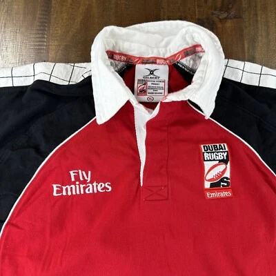 Camiseta Polo Dubai Rugby Fly Emirates Licencia Oficial Talla XL Roja Negra Foto 1 de 4