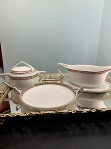 Rosenthal Magill & Co Flint MI Gold Rim Flower Rose Pattern serving 4 piece set. - Picture 1 of 17