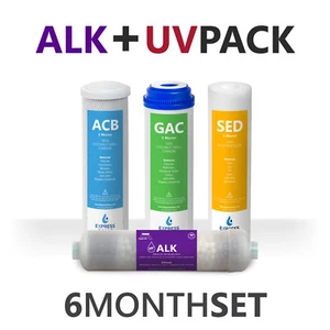 6 Month Alkaline Ultraviolet Reverse Osmosis Replacement Filter Set – 4 Filters - Picture 1 of 6