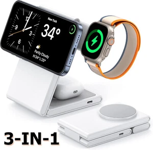 3In1 Wireless Charger Charging Station For Apple Watch Air Pods iPhone 16 14 13 - Picture 1 of 7