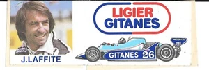 PEGATINA JACQUES LAFFITE LIGIER GITANES ELF AÑOS 80 MUY RARA FÓRMULA 2 3 F1 GP  - Imagen 1 de 2