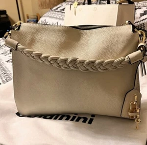 Authentic Baldinini Trend Elegant Calfskin Logo Motif Handbag White Crossbody - Picture 1 of 5