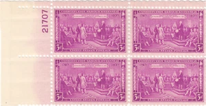 Scott 798 - 3c Rosso Viola - Costituzione - MNH - Targa blocco di 4 foto stock - Foto 1 di 1