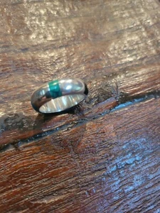 UNIQUE Vintage Sterling Silver Heavy Band W/ Turquoise, Onyx, Malachite 8.5 - Picture 1 of 6