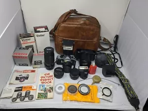Pentax ME Super 35mm SLR Film Camera W/ Vivitar Series Lenses, Winder, Flashes - Picture 1 of 14