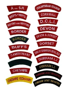 Reproduction World War Two Era British Cloth Shoulder Titles, Infantry Regiments - Picture 1 of 5