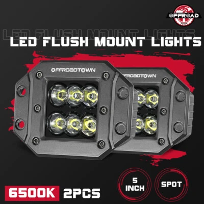OFFROADTOWN-2 piezas 5"" 120W CREE montaje empotrado LED vainas de luz de trabajo para camioneta pickup Foto 1 de 4