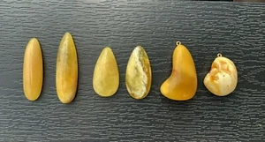 Amber Pendants. Lot of 6 pcs. 24,3gr. Amber stones. Amber cabachons. Polished - Picture 1 of 5