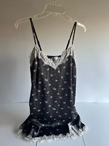 Slip da notte Arizona donna nero stampa pizzo taglia M - Foto 1 di 4