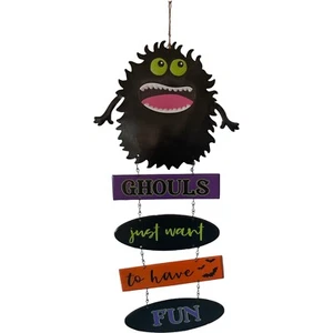 Insegna Halloween da Appendere a Parete in Metallo Ghouls Voglio Solo Divertirsi Alta 24" Nuova - Foto 1 di 7