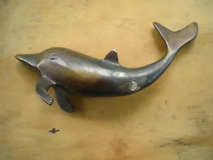 Vintage Brass Dolphin 8” Statue Paper Weight Figure - Picture 1 of 7