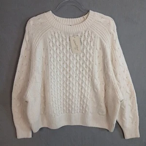 Universal Thread Women's Crewneck Cable Knit Wool Blend Sweater Size L Cream NWT - Picture 1 of 12