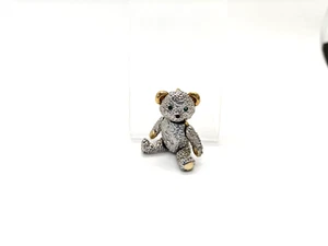 Broche colgante articulado de oso de peluche de colección estrás ojos esmeralda extremidades móviles - Imagen 1 de 8