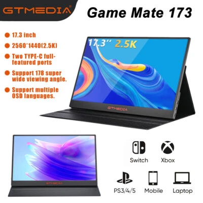 GTMEDIA 2.5K 17.3" Portable Gaming Monitor QHD USB-C&HDMI with Dual Speakers - Image 1 of 4