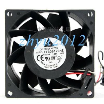 1pc Delta FFB0812EHE 12V 1.35A 8CM 8038 3-wire Double Ball Cooling Fan - Image 1 of 3
