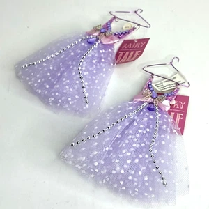 Lot of 2 Bejeweled Lavender Fairy Tale Dress Ornaments on Hangers 2013 Taiwan - Picture 1 of 6