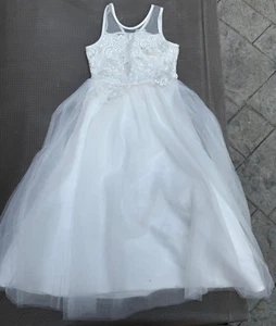 NWT GIRLS WHITE Formal Dress by BADGLEY MISCHKA AMERICAN GLAMOUR WEDDING 8 - Picture 1 of 6