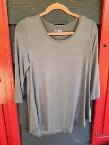 Logo Lori Goldstein grau Tunika Top Hi Low Saum neuwertig SP 3/4 SL Neu ohne Etikett - Bild 1 von 4
