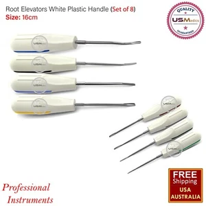 Dental Root Luxating Elevators PDL Periotome Luxation Set of 8 White Plastic NEW - Picture 1 of 9