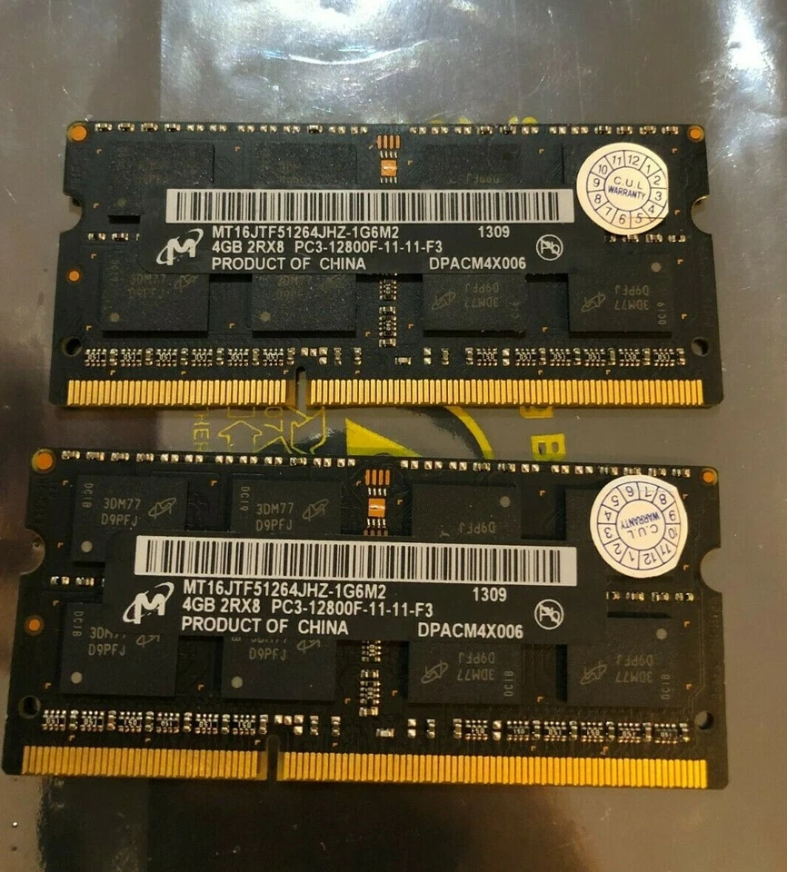 Micron Apple RAM 8GB DDR3  MT16JTF51264JHZ-1G6M2 PC3-12800F Memory iMac/Macbook - Image 1 of 1