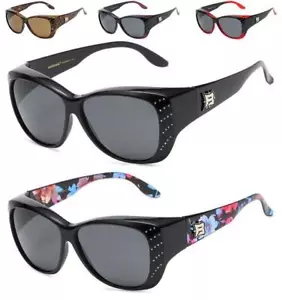 Womens Rhinestone Polarized Sunglasses Fit Over Prescription Glasses Wrap Ladies - Picture 1 of 6