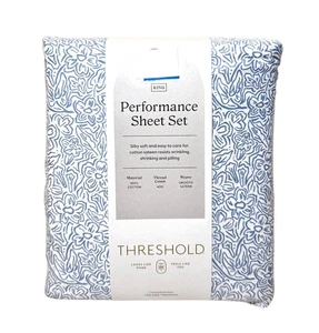 King Printed Performance 400 Fadenzahl Blatt Set blau Blumen - Schwelle NEU - Bild 1 von 5