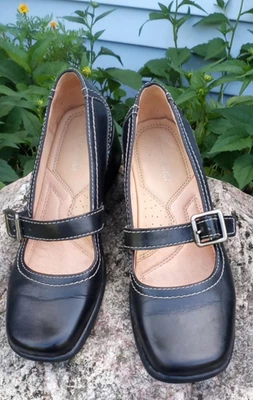 Naturalizer Women's Mary Jane Shoes 6.5M Black Strap Buckle Wedge Work Casual - Image 1 of 4