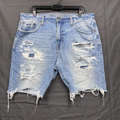 American Eagle Jean Shorts Jorts Dad Y2K Denim Ripped 90's Size 36 - Image 1 of 4