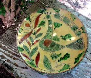 Metropolitan Museum Sgraffito Peacock PA Redware Plate Bowl after 1793 HR Roth - Picture 1 of 22