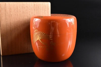 U9223: Japanese Wooden Lacquer ware TEA CADDY Natsume, Keizan made w/signed box - Image 1 of 4