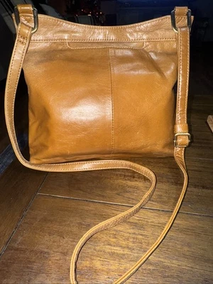 Hobo Brown Leather Crossbody Purse Bag - Brown Leather - adjustable strap - Image 1 of 4
