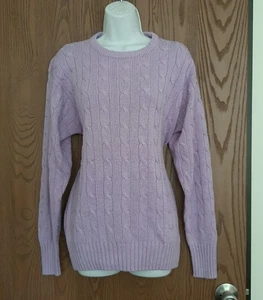 Preswick & Moore Women's Silk Purple Cable Knit Sweater Medium - Picture 1 of 5