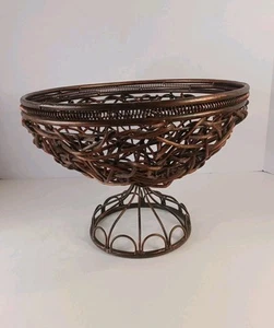 Copper Wire Pedestal Fruit /Bread Basket Decor - Picture 1 of 7