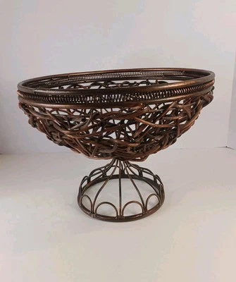 Copper Wire Pedestal Fruit /Bread Basket Decor   - Image 1 of 4