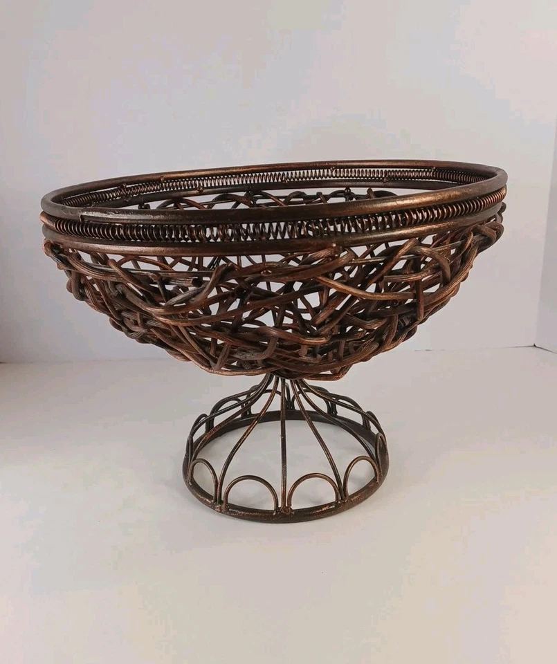 Copper Wire Pedestal Fruit /Bread Basket Decor   - Image 1 of 4