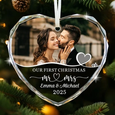 HOWSON LONDON Personalised Mr&Mrs Bauble Our First Christmas Tree Ornament for New Couple Gift
