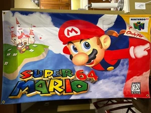 Super Mario 64 5ft Flag N64 1996 Banner Poster Nintendo - Picture 1 of 3