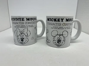 Disney Mickey & Minnie Character Construction Drawing Mug Set (2) Coffee Cups - Picture 1 of 8