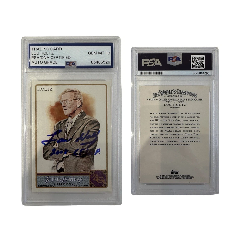 2011 Lou Holtz Autographed Inscribed Topps Allen & Hunter #3 PSA GEM MINT 10 - Image 1 of 1