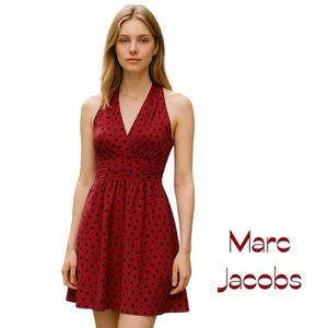 Marc New York Sheer Pink W Blue Polka Dots Feminine Romantic Dress NWOT Size 0 - Picture 1 of 13