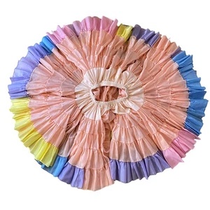 VTG Pastel rainbow square Dance crinoline skirt size small med peach 90s - Picture 1 of 9