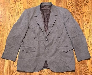 Vintage Circle S Blazer Jacket Mens 46R Blue Gray Western Suit Sport Coat USA - Picture 1 of 3