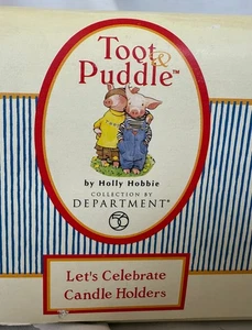 4 Party Candle Holders; Toot Puddle Pigs w Instruments;  Original Box; Dept 56 - Picture 1 of 10