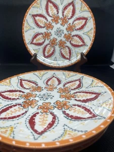 Set of 4 Anthropologie BOHO 8-inch Plates, Sliced Persimmon Salad Plates - Picture 1 of 11
