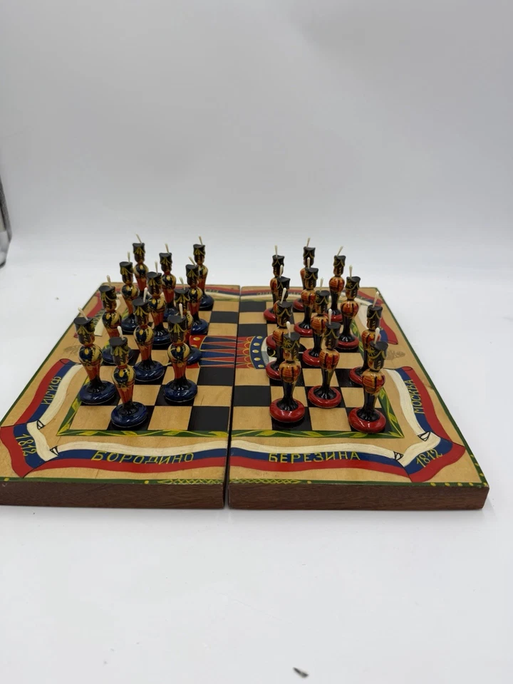 俄罗斯老式Matryoshka象棋套装24 Pawns Plus木板士兵 — 第 1/4 张图片